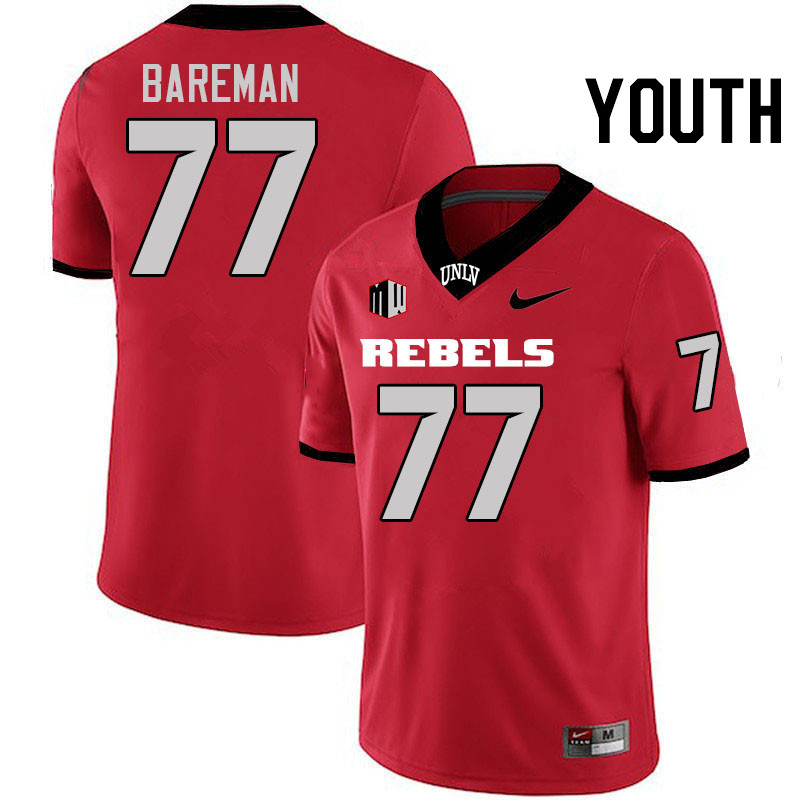 Youth #77 Michael Bareman UNLV Rebels College Football Jerseys Stitched-Scarlet